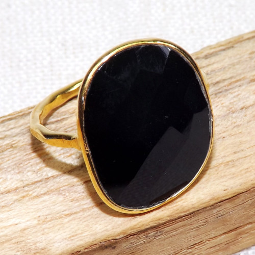 Black Onyx I - BGR969-925 Sterling Silver 18crt Gold Plated Rings Jewellery