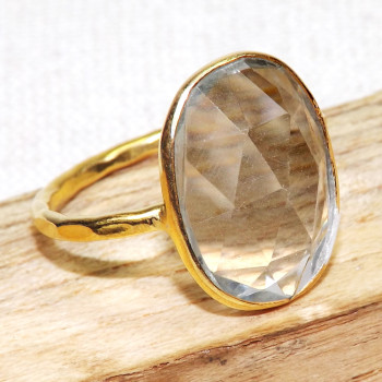 Crystal Quartz C - BGR968-Light Weight Rings of 18crt Gold Plated 925 Sterling Silv Crystal Quartz C - BGR968-Light Weight Rings of 18crt Gold Plated 925 Sterling Silv