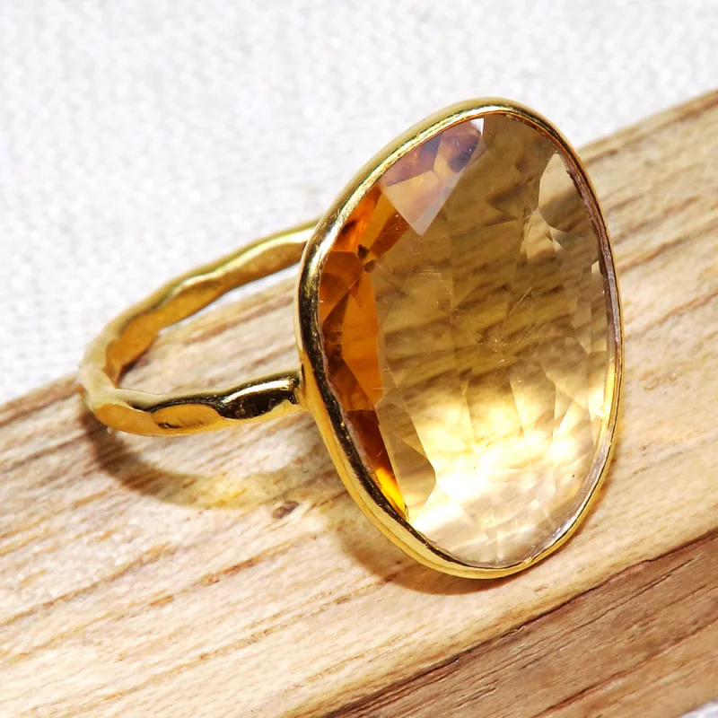 Citrine cut D - BGR968-Light Weight Rings of 18crt Gold Plated 925 Sterling Silv Citrine cut D - BGR968-Light Weight Rings of 18crt Gold Plated 925 Sterling Silv