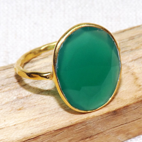 Green Onyx E - BGR968-Light Weight Rings of 18crt Gold Plated 925 Sterling Silv Green Onyx E - BGR968-Light Weight Rings of 18crt Gold Plated 925 Sterling Silv