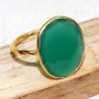 Green Onyx E - BGR968-Light Weight Rings of 18crt Gold Plated 925 Sterling Silv