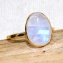 Rainbow moonstone O - BGR968-Light Weight Rings of 18crt Gold Plated 925 Sterling Silv