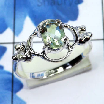 Green Amethyst A - SCR885-Beautiful Casting Rings of 925 Sterling Silver & Natural Green Amethyst A - SCR885-Beautiful Casting Rings of 925 Sterling Silver & Natural