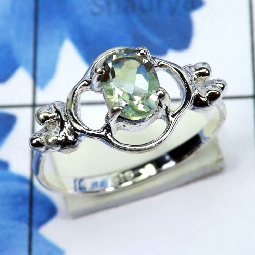 Green Amethyst A - SCR885-Beautiful Casting Rings of 925 Sterling Silver & Natural Green Amethyst A - SCR885-Beautiful Casting Rings of 925 Sterling Silver & Natural