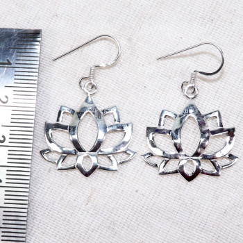 Plain Silver Earring D - PCJ998-Exclusive Lotus Flower Designed 925 Sterling Silver Earri Plain Silver Earring D - PCJ998-Exclusive Lotus Flower Designed 925 Sterling Silver Earri