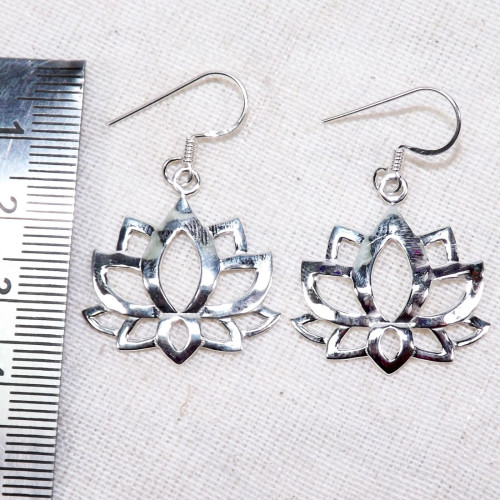 Plain Silver Earring D - PCJ998-Exclusive Lotus Flower Designed 925 Sterling Silver Earri