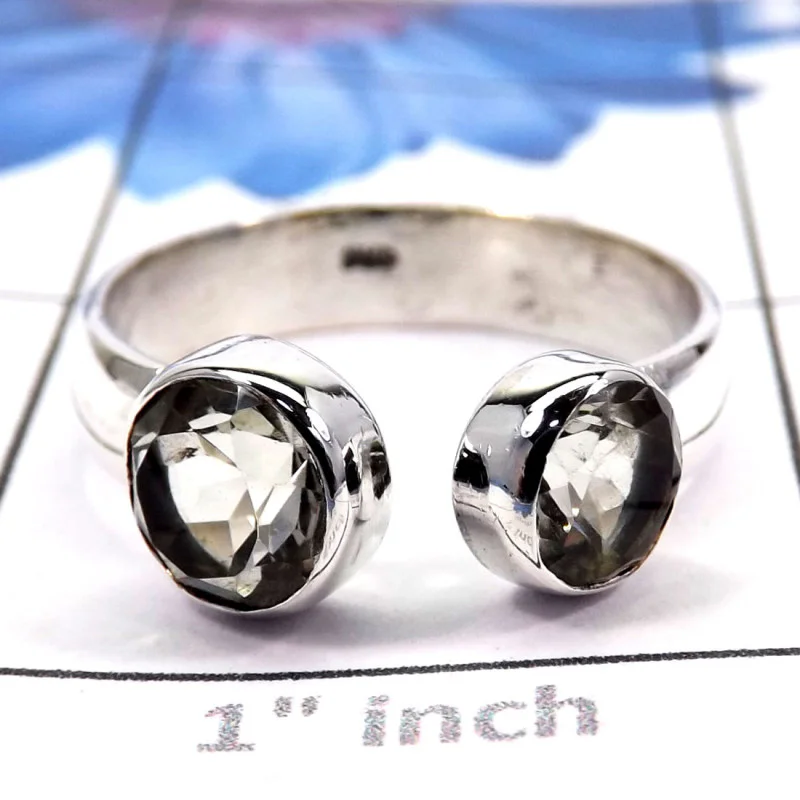 Green Amethyst D - SDR731-Geniune Gemstones Adjustable Round Shape Rings of 925 ste Green Amethyst D - SDR731-Geniune Gemstones Adjustable Round Shape Rings of 925 ste