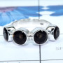 Smokey Cut A - SDR730-Unique Round Gemstones Rings of 925 Sterling Silver & Pre