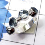 Blue Topaz B - SDR730-Unique Round Gemstones Rings of 925 Sterling Silver & Pre