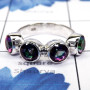 Mystic Quartz G - SDR730-Unique Round Gemstones Rings of 925 Sterling Silver & Pre