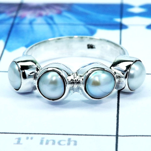 Pearl I - SDR730-Unique Round Gemstones Rings of 925 Sterling Silver & Pre