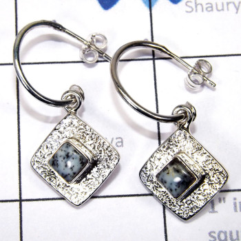 Dendritic Agate B - SSE909-Detachable Pretty Women Earring Made In 925 sterling Silv
