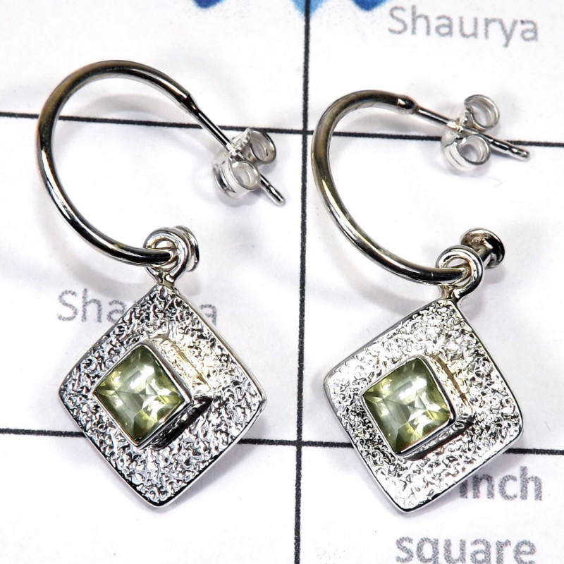Green Amethyst C - SSE909-Detachable Pretty Women Earring Made In 925 sterling Silv