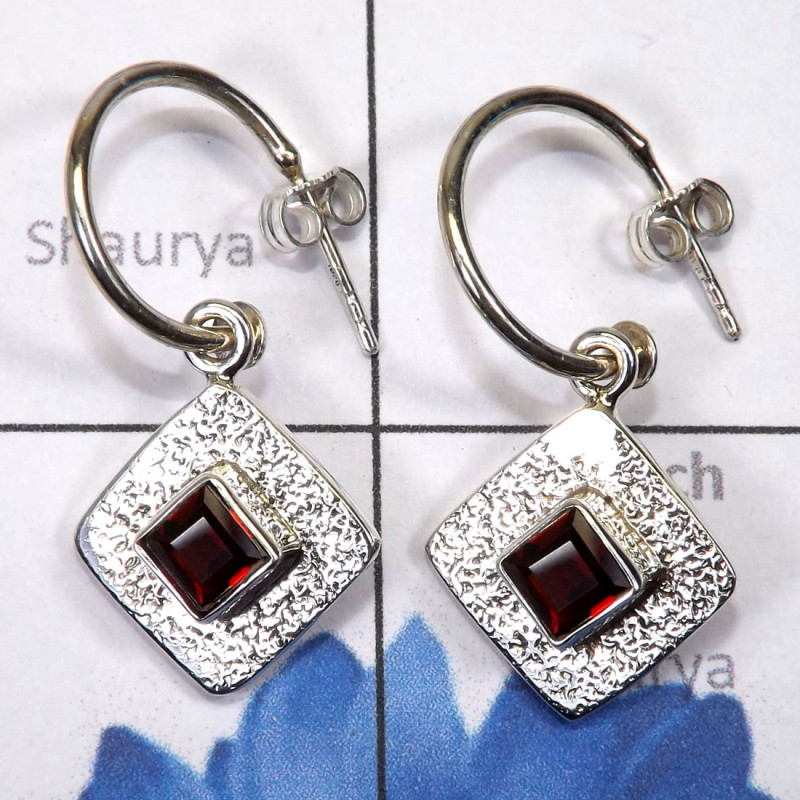 Garnet cut G - SSE909-Detachable Pretty Women Earring Made In 925 sterling Silv