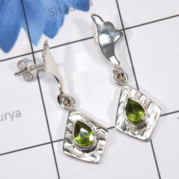 Peridot cut C - SSE907-Semi Precious Gemstones Stud Earrings Manufactured 925 St