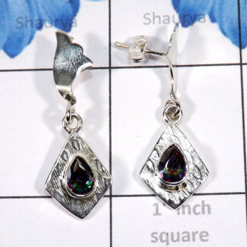 Mystic Quartz H - SSE907-Semi Precious Gemstones Stud Earrings Manufactured 925 St