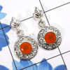Carnelian Cut A - SSE906-Round Shape Designed Stud Earrings of 925 Sterling Silver