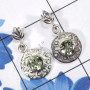 Green Amethyst H - SSE906-Round Shape Designed Stud Earrings of 925 Sterling Silver