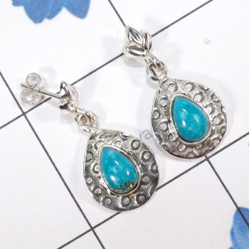 Blue Turquoise A - SSE905-925 Sterling Silver Manufactured Designed Stud Earrings W