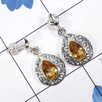 Citrine Cut O - SSE905-925 Sterling Silver Manufactured Designed Stud Earrings W
