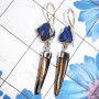 Azurite Rough & Biwa Pearl F - XSE966-Biwa Pearl Gemstone Earrings With 925 Sterling Silver Jew