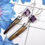 Amethyst Cut & Biwa Pearl A - XSE965-925 Sterling Silver Earrings of Lovely Biwa Pearl Gemston