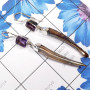 Amethyst Cut & Biwa Pearl H - XSE965-925 Sterling Silver Earrings of Lovely Biwa Pearl Gemston