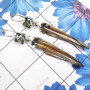 Green Amethyst & Biwa Pearl I - XSE965-925 Sterling Silver Earrings of Lovely Biwa Pearl Gemston