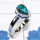 Blue Copper Turquoise D - PSR843-Pan Shape Plain Setting Ring Of Multi Cut & Cab Gemstone