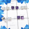 Rainbow Moonstone & Amethyst 5Pairs F - SSE904-Wholesale 5Pairs 7mm Stud Earrings of 925 Sterling Silver