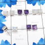 Rainbow Moonstone & Amethyst 5Pairs F - SSE904-Wholesale 5Pairs 7mm Stud Earrings of 925 Sterling Silver