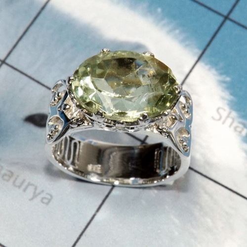 Green Amethyst Cut B - SCR884-Cut Amethyst Stone CAsting Designer 925 Silver Women Ring