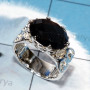 Black Onyx Cut E - SCR884-Cut Amethyst Stone CAsting Designer 925 Silver Women Ring