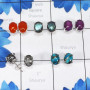 5Pairs Multi Cab Gemstone O - SSE900-7X9 Oval Shape Stud Earrings Manufactured 925 Sterling Si