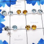 5pairs Blue Topaz,Citrine A - SSE899-925 Sterling Silver 7mm Round Shape Wholesale 5pairs Stud