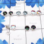 5pairs Mystic Quartz,Blue Topaz Etc B - SSE899-925 Sterling Silver 7mm Round Shape Wholesale 5pairs Stud
