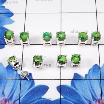 5pairs Copper Green Turquoise A - SSE898-5Pairs Wholesale 6mm Round Shape Stud Earrings With Multi