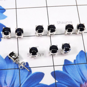 5pairs Blue Sand Stone F - SSE898-5Pairs Wholesale 6mm Round Shape Stud Earrings With Multi