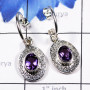 Amethyst Cut D - SDE781-Rainbow Moonstone Unique Designer 925 Sterling Silver Ear