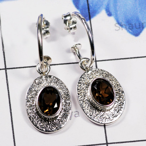 Smoky Cut G - SDE781-Rainbow Moonstone Unique Designer 925 Sterling Silver Ear Smoky Cut G - SDE781-Rainbow Moonstone Unique Designer 925 Sterling Silver Ear