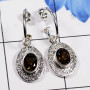 Smoky Cut G - SDE781-Rainbow Moonstone Unique Designer 925 Sterling Silver Ear