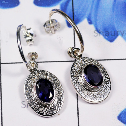 Iolte Cut H - SDE781-Rainbow Moonstone Unique Designer 925 Sterling Silver Ear Iolte Cut H - SDE781-Rainbow Moonstone Unique Designer 925 Sterling Silver Ear