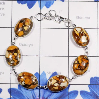 Brecciated Mookaite F - SBB914-BEZEL SET WOMEN 925 STERLING SILVER BLUE ARAGONITE GEMSTO Brecciated Mookaite F - SBB914-BEZEL SET WOMEN 925 STERLING SILVER BLUE ARAGONITE GEMSTO