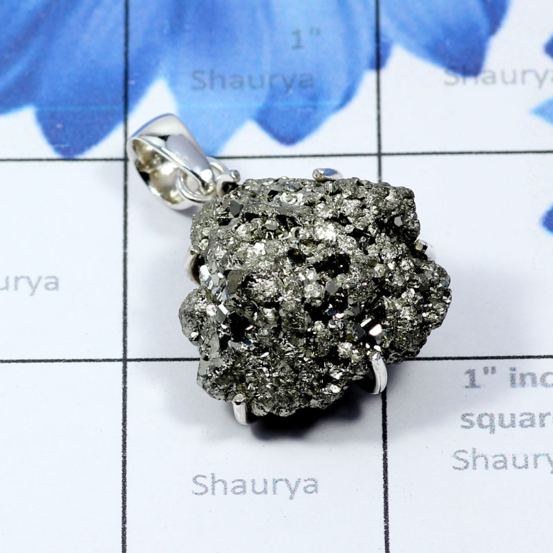 Pyrite Druzy G - DSP999-PYRITE DRUZY PRONG SET 925 STERLING SILVER WOMEN PENDANTS Pyrite Druzy G - DSP999-PYRITE DRUZY PRONG SET 925 STERLING SILVER WOMEN PENDANTS