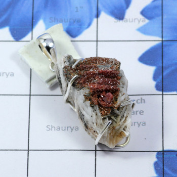 Vanadinite Druzy C - SVD999-BEAUTIFUL NATURAL VANADINITE DRUZY PRONG SET 925 STERLING