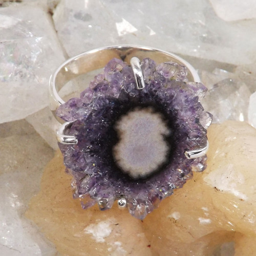 Amethyst Stalactite D - SSA997-Amethyst Stalactite Prong Setting Ring Manufactured 925 S Amethyst Stalactite D - SSA997-Amethyst Stalactite Prong Setting Ring Manufactured 925 S