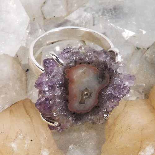 Amethyst Stalactite E - SSA997-Amethyst Stalactite Prong Setting Ring Manufactured 925 S Amethyst Stalactite E - SSA997-Amethyst Stalactite Prong Setting Ring Manufactured 925 S