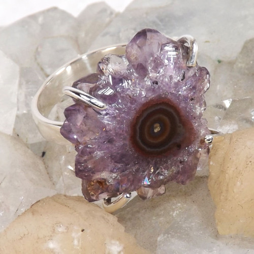 Amethyst Stalactite H - SSA997-Amethyst Stalactite Prong Setting Ring Manufactured 925 S Amethyst Stalactite H - SSA997-Amethyst Stalactite Prong Setting Ring Manufactured 925 S