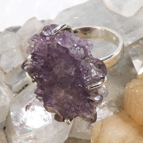 Amethyst Stalactite I - SSA997-Amethyst Stalactite Prong Setting Ring Manufactured 925 S Amethyst Stalactite I - SSA997-Amethyst Stalactite Prong Setting Ring Manufactured 925 S
