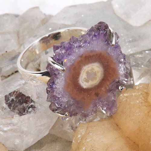 Amethyst Stalactite O - SSA997-Amethyst Stalactite Prong Setting Ring Manufactured 925 S Amethyst Stalactite O - SSA997-Amethyst Stalactite Prong Setting Ring Manufactured 925 S